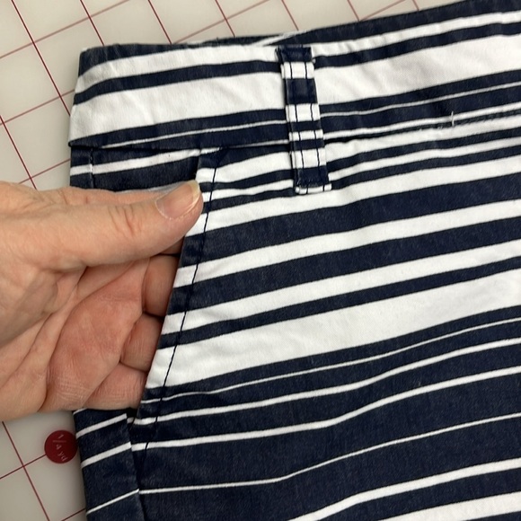 CASLON Navy/White Cotton 4 Pocket Nautical Stripe Beachy Picnic Preppy Shorts 0 - Picture 4 of 14